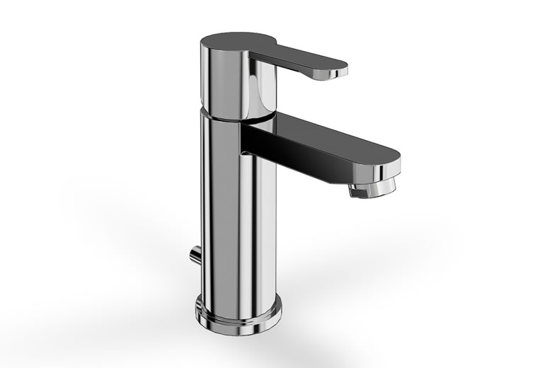 Crystal basin mixer with pop-up waste