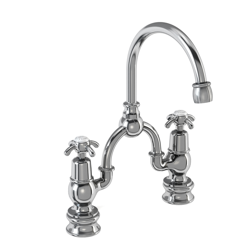 2 tap hole arch mixer with curved spout (200mm centres)