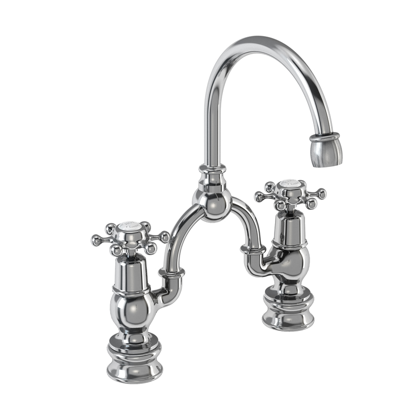 2 tap hole arch mixer with curved spout (200mm centres)