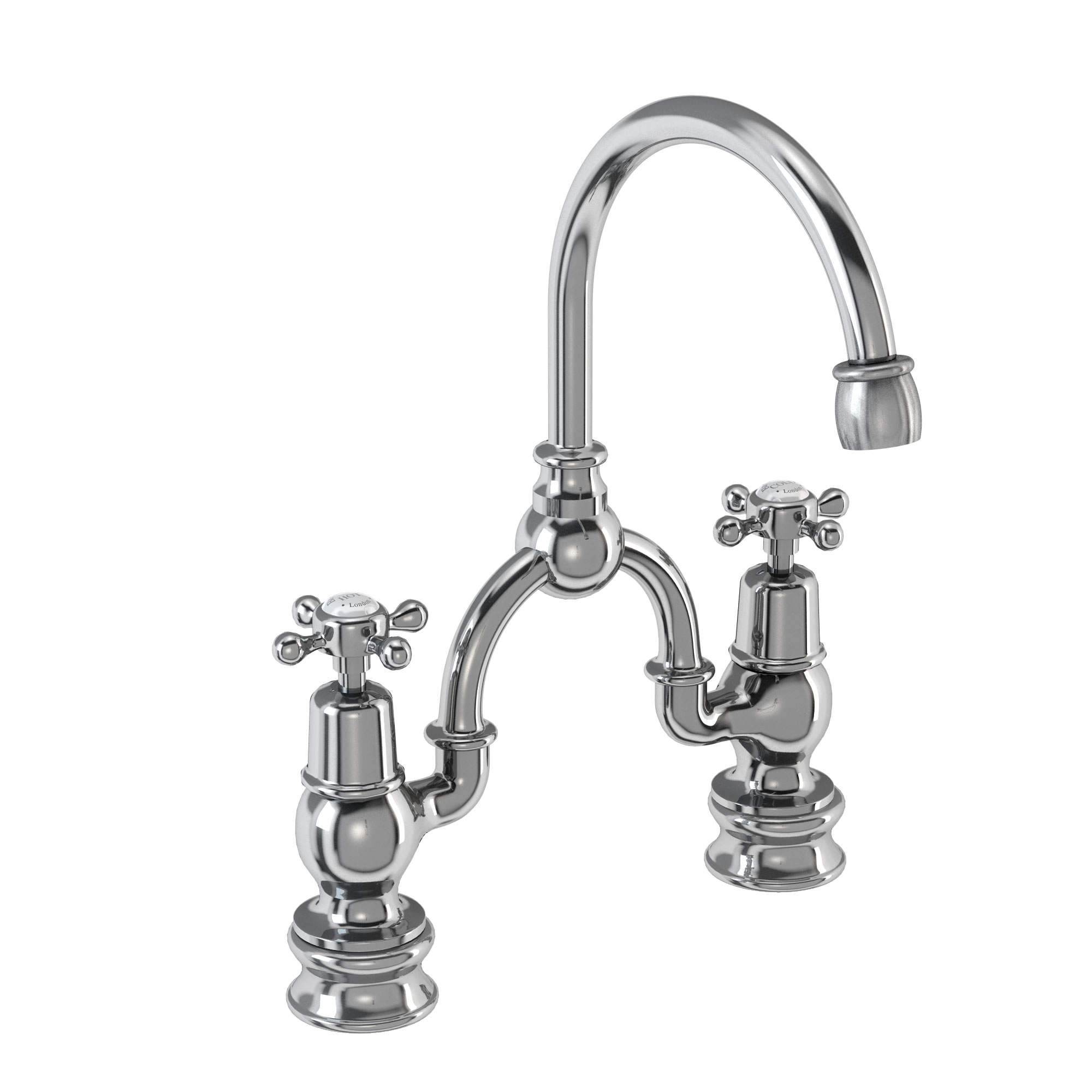 2 tap hole arch mixer with curved spout (200mm centres)