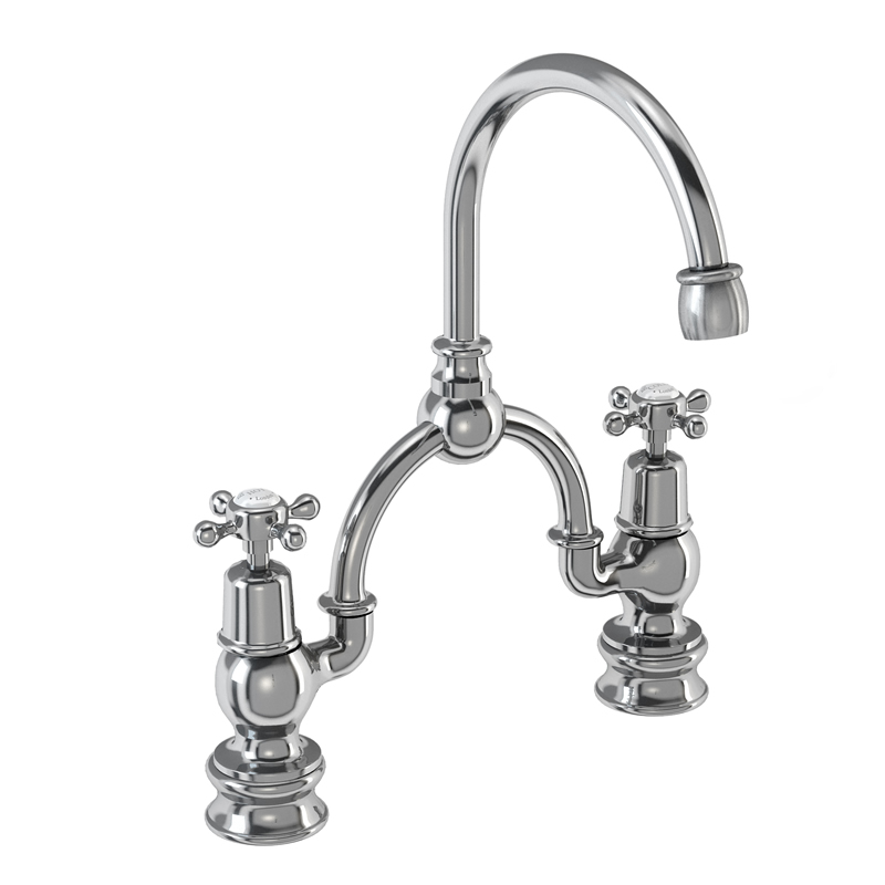 2 tap hole arch mixer with curved spout (230mm centres)