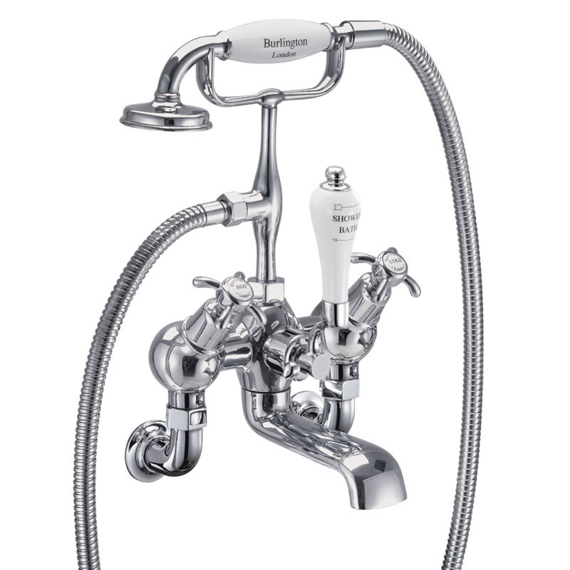 Anglesey angled bath shower mixer - wall mounted