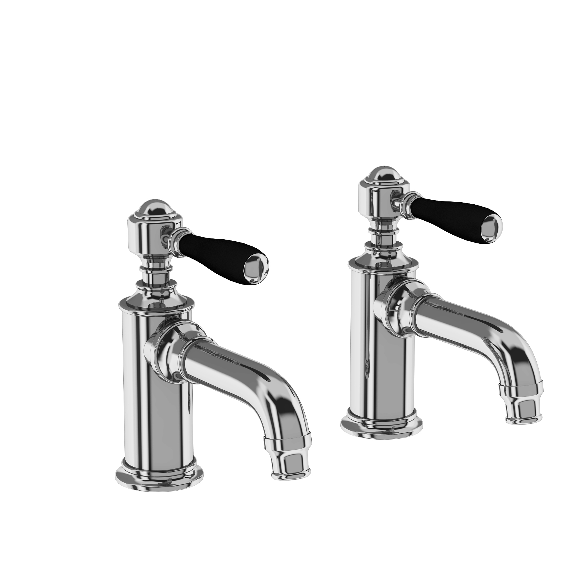 Arcade Basin pillar taps - chrome - with black lever