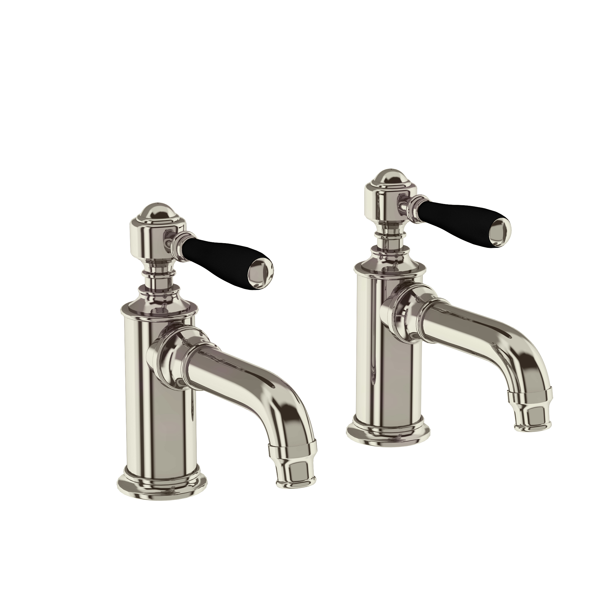 Arcade Basin pillar taps - nickel - with black lever