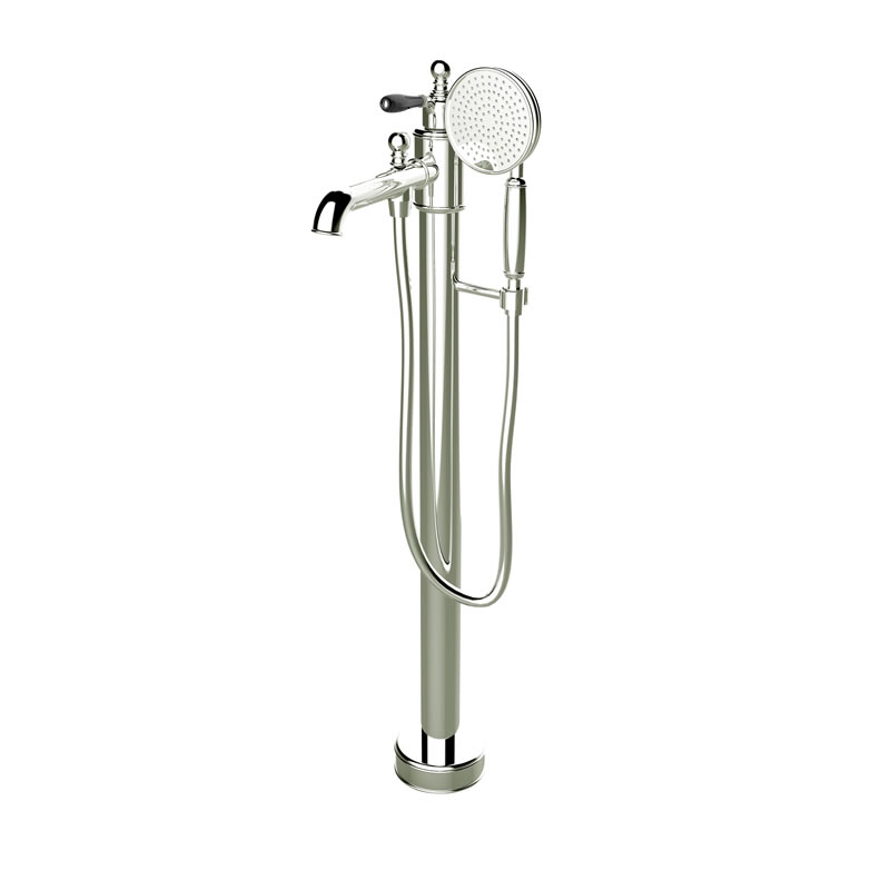 Arcade Single-lever bath shower filler-floor mounted inc. floor mounting kit - nickel