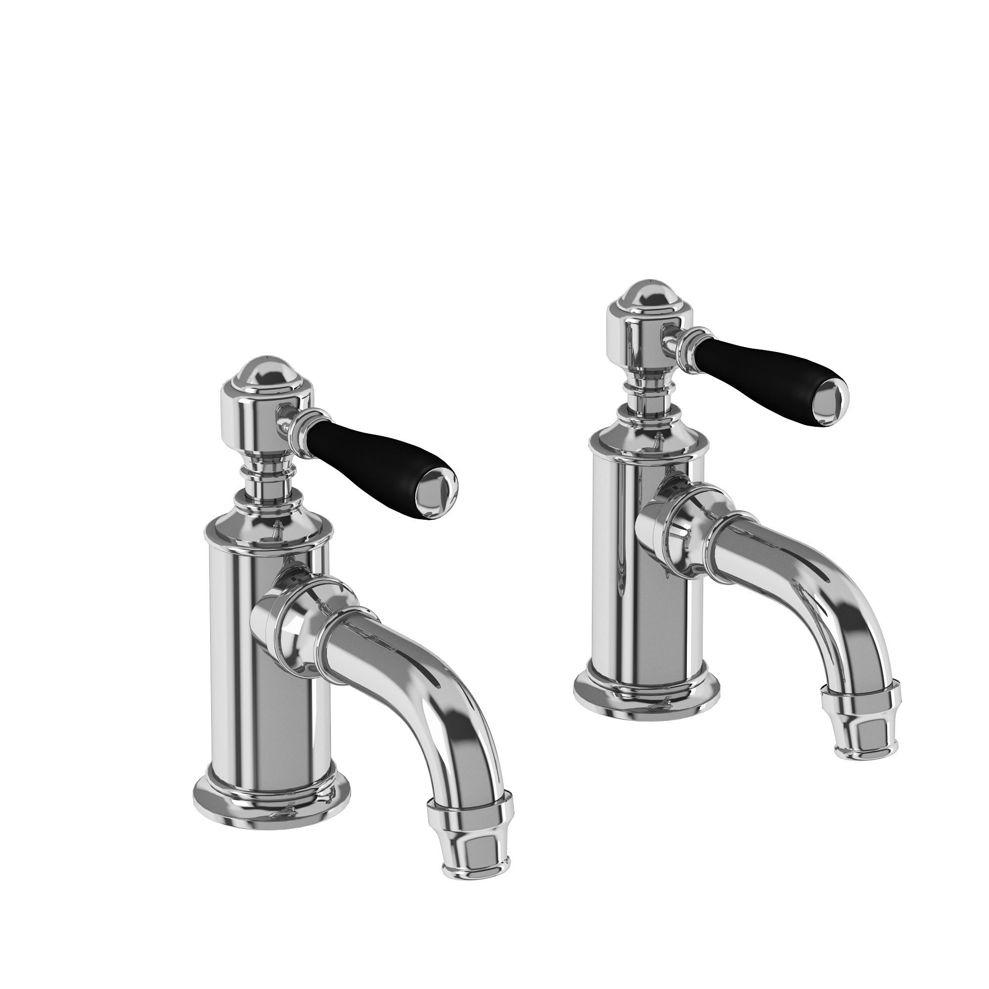 Arcade Cloakroom basin pillar taps - chrome - with black lever