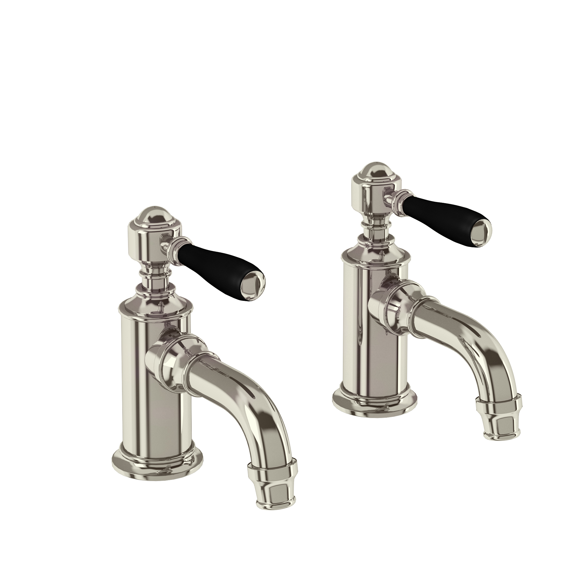 Arcade Cloakroom basin pillar taps - nickel - with black lever