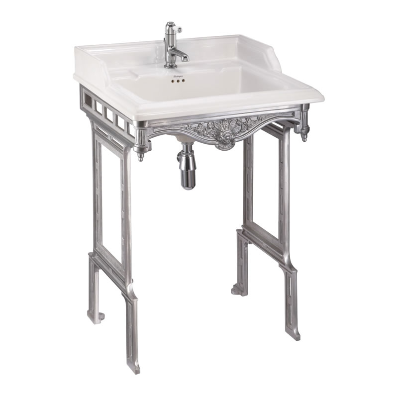 Classic 65cm basin and brushed aluminium basin stand