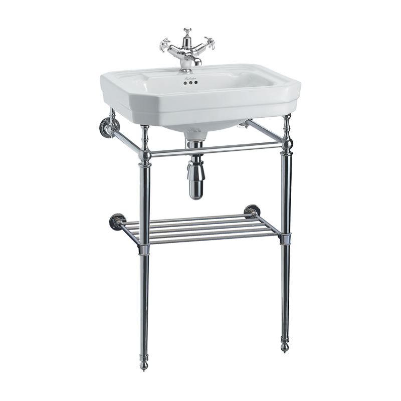 Victorian 56cm basin with basin stand with shelf