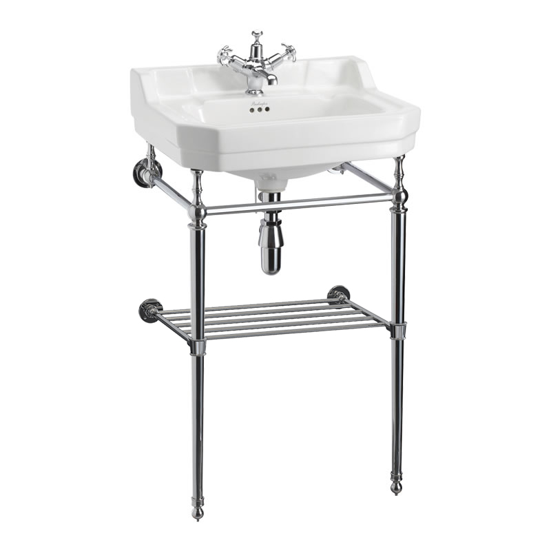 Edwardian 56cm basin with basin stand with shelf