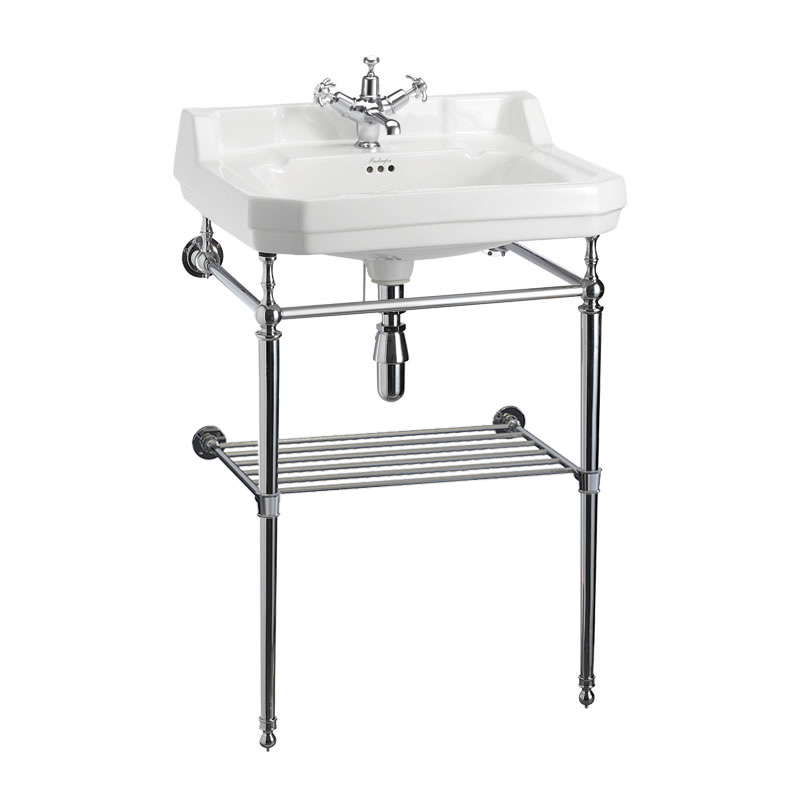 Edwardian 61cm basin with basin stand with shelf
