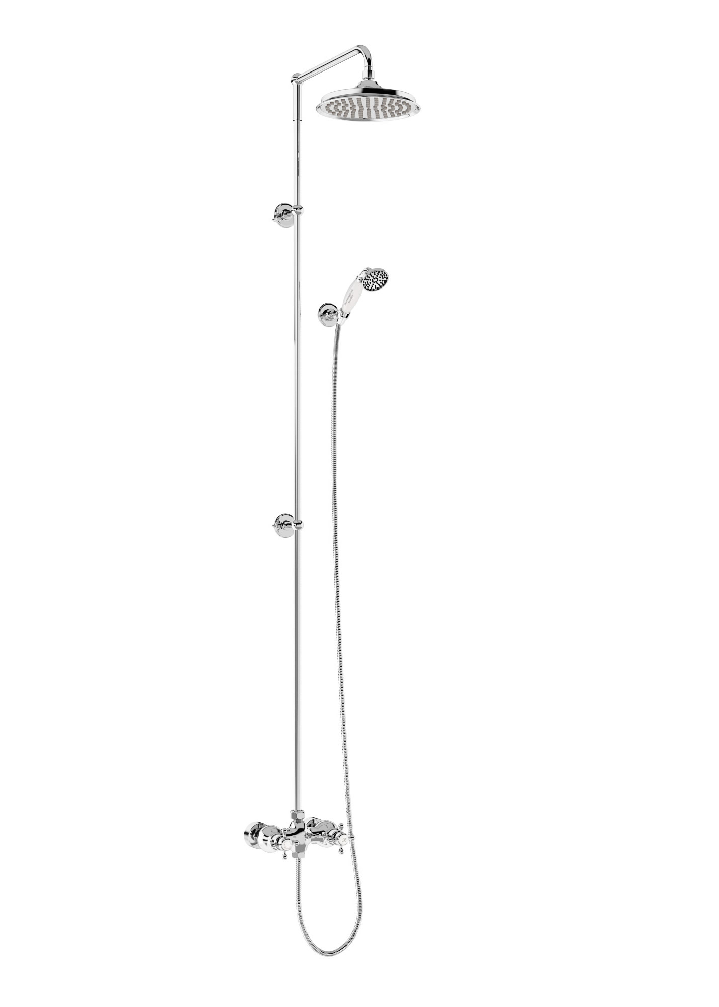 Eden Thermostatic two outlet twin control valve with extended rigid riser