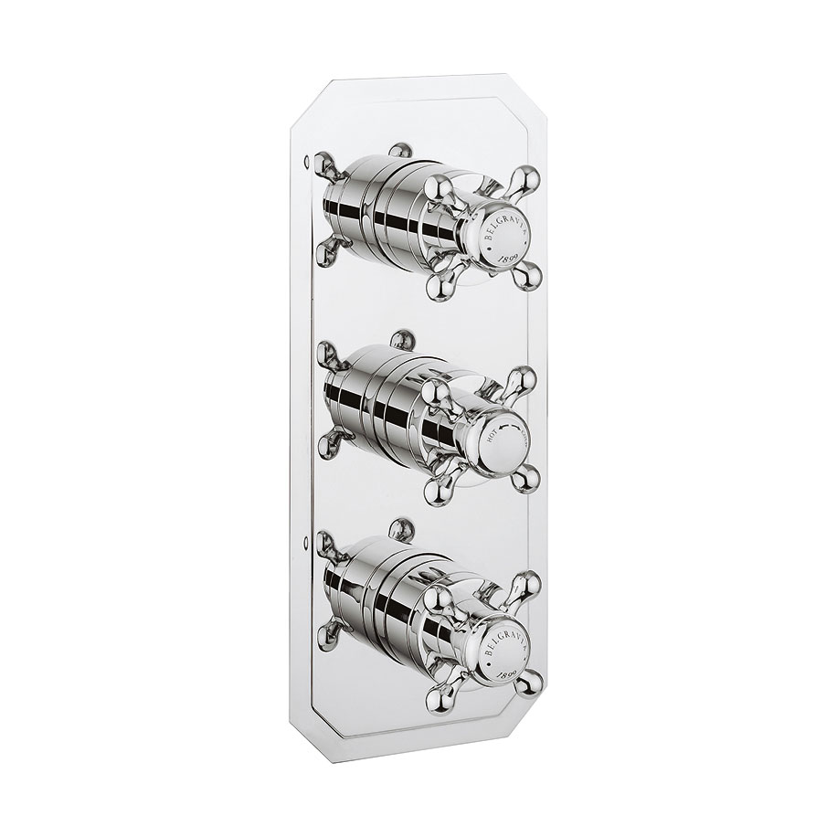 Belgravia Crosshead slimline thermostatic shower valve 3 control