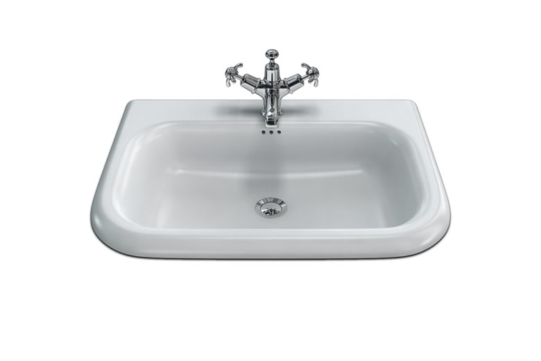 Medium roll top basin wit overflow