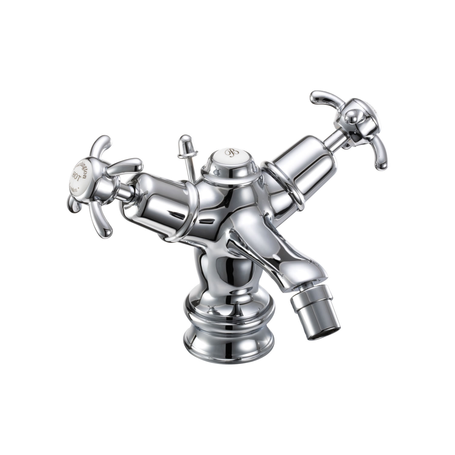 Anglesey Regent bidet mixer with low central Burlington ceramic indice with pop-up waste