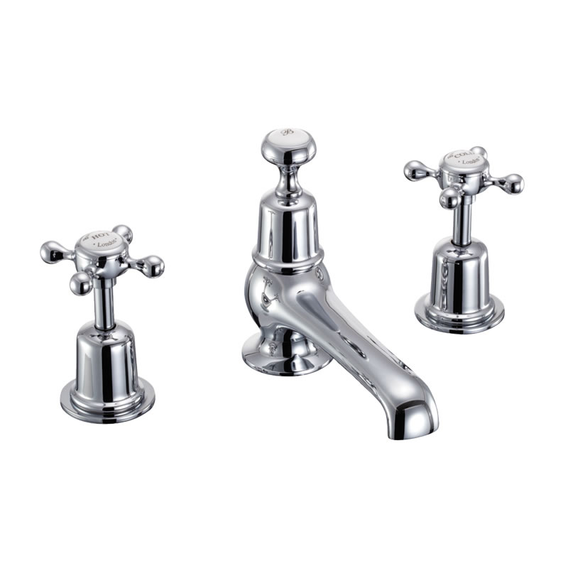 Burlington 3 tap hole basin mixer with pop-up waste