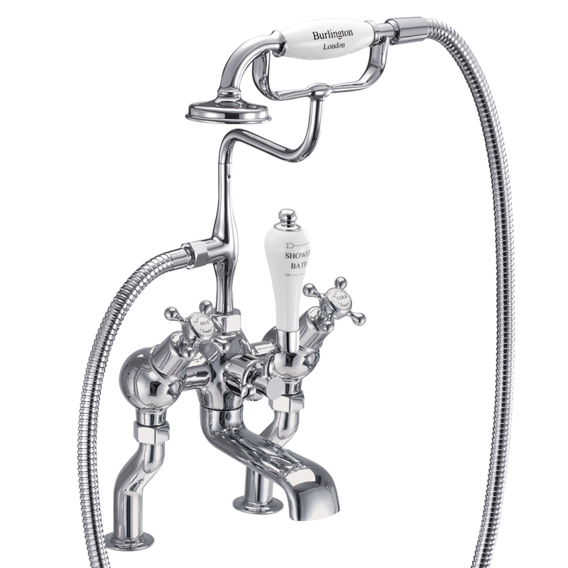 Burlington angled bath shower mixer deck mounted with S adjuster