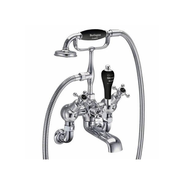 Claremont angled bath shower mixer - wall mounted - Black