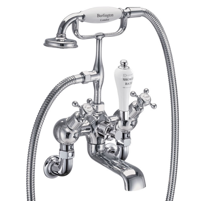 Burlington angled bath shower mixer wall mounted with S adjuster