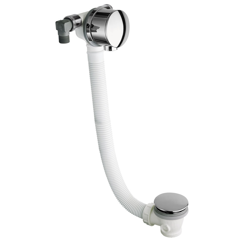 Bath filler with click-clack waste extended