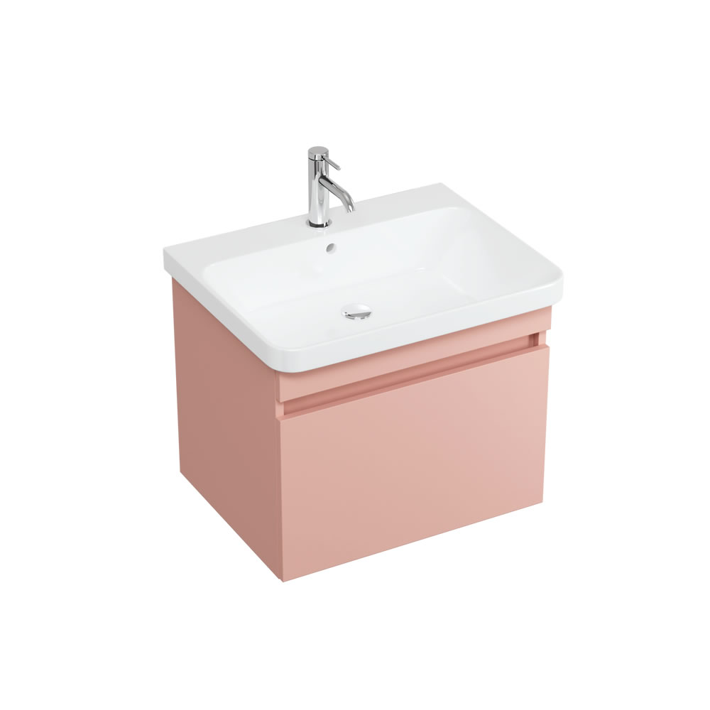 Dalston 600mm Unit Matt Pink and basin