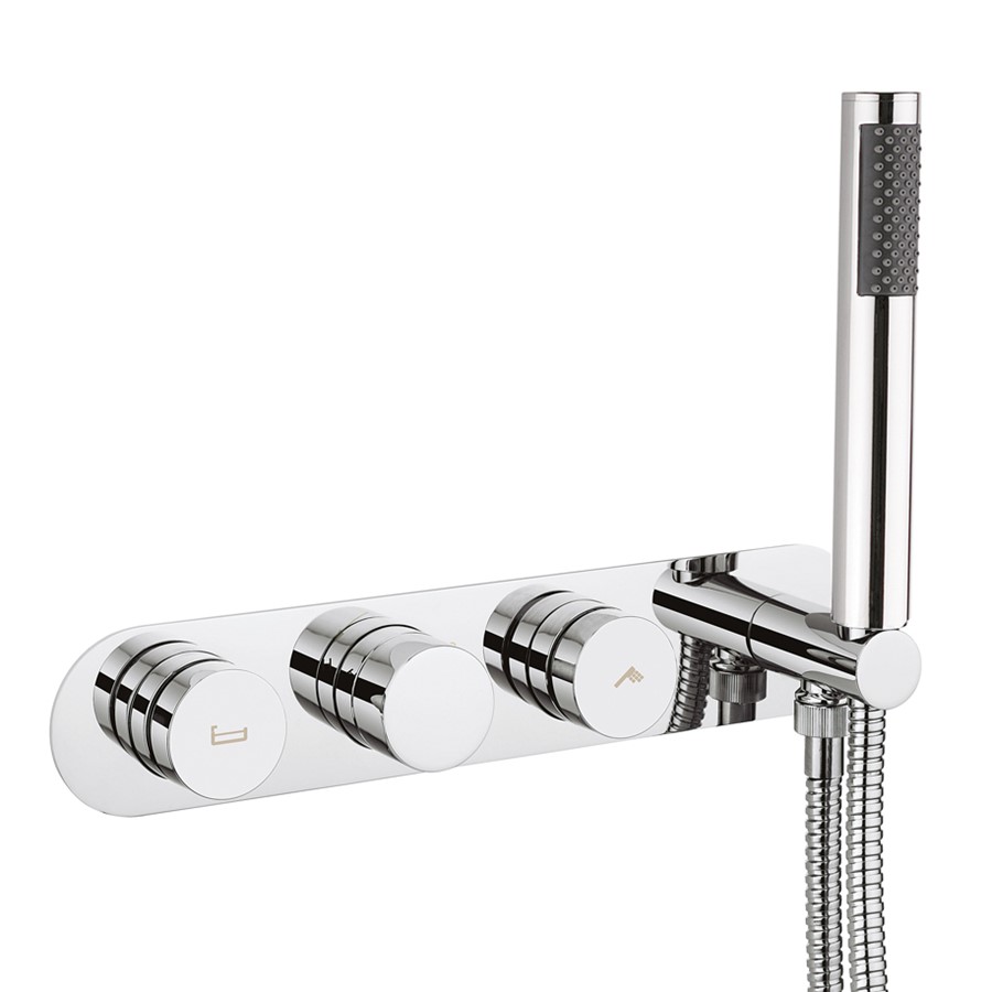 Dial Central Trim Thermostatic Bath Valve with 2 Way Diverter & Handset