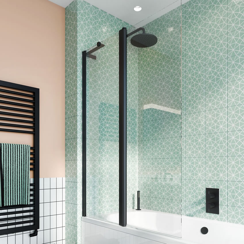 Design 8 Double Panel Bath Screen matt black