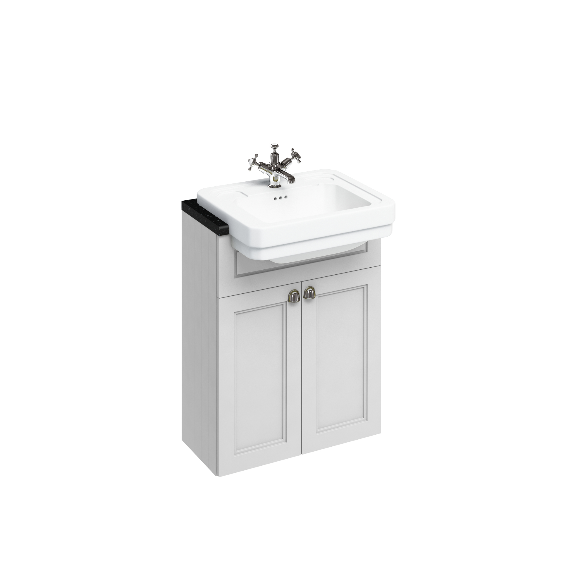 60 Double Door Basin Base Unit - Matt White