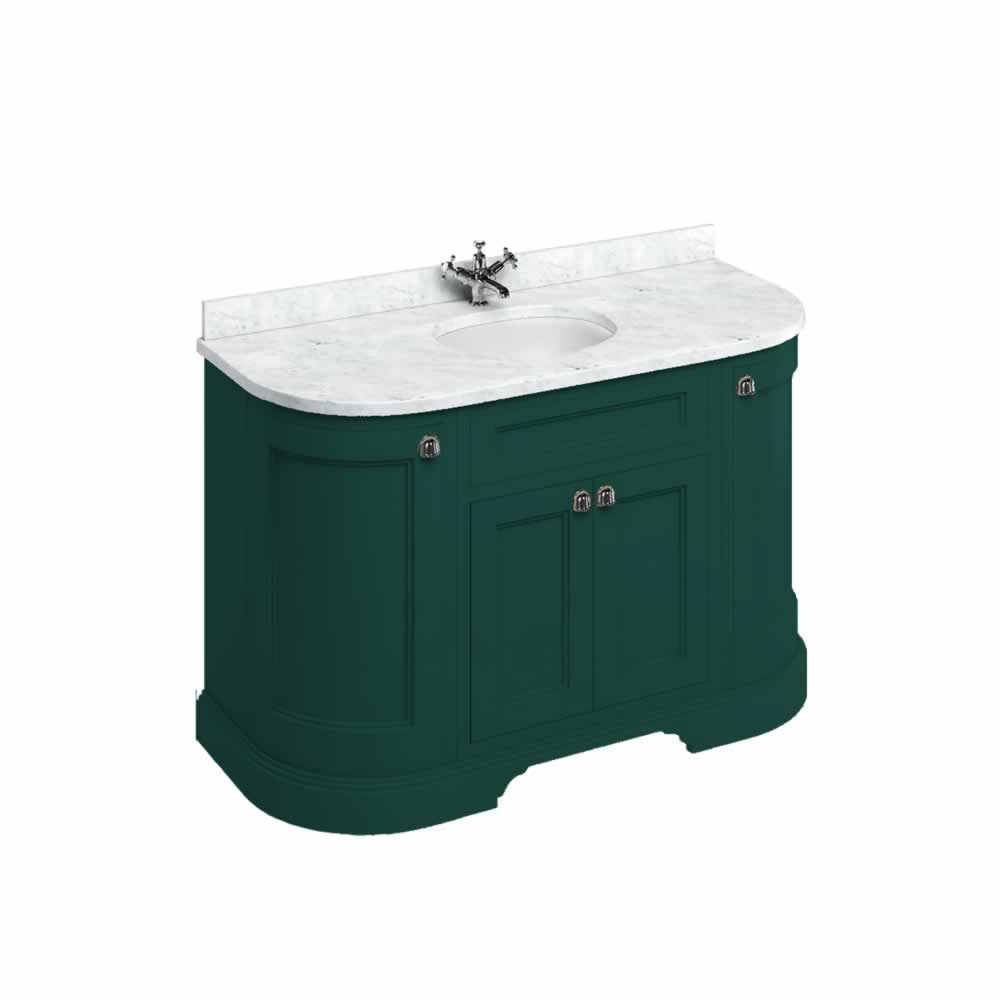 Freestanding 134 Curved Vanity Unit with doors - Matt Green
