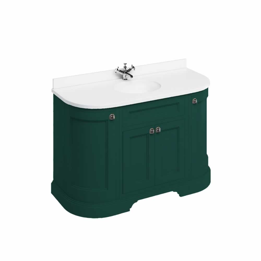 Freestanding 134 Curved Vanity Unit with doors - Matt Green