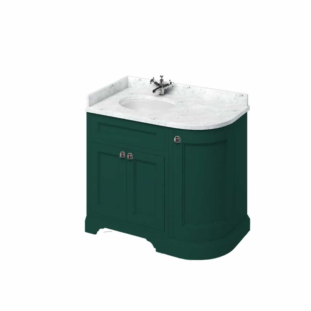 Freestanding 100 Curved Corner Vanity Unit Left Hand - Matt Green