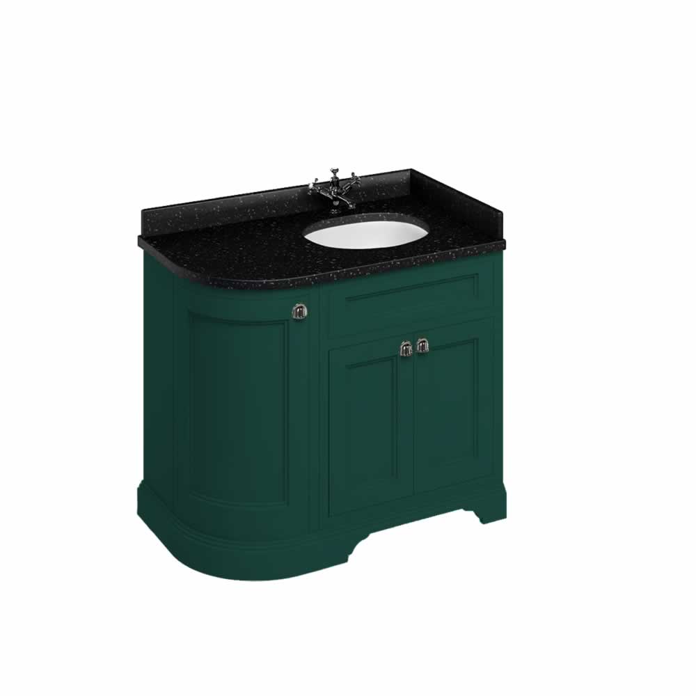 Freestanding 100 Curved Corner Vanity Unit Right Hand - Matt Green
