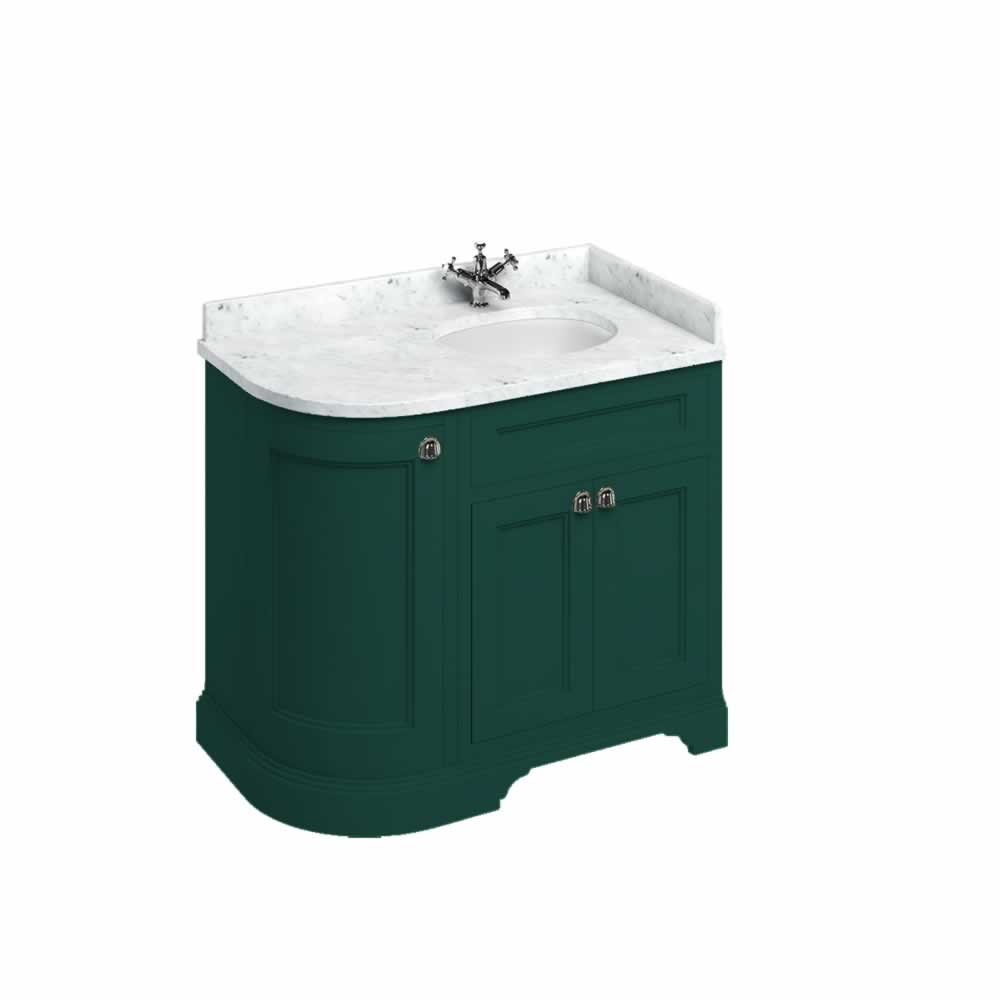 Freestanding 100 Curved Corner Vanity Unit Right Hand - Matt Green
