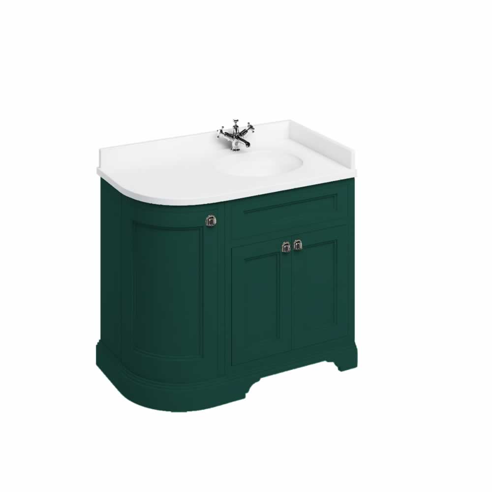 Freestanding 100 Curved Corner Vanity Unit Right Hand - Matt Green
