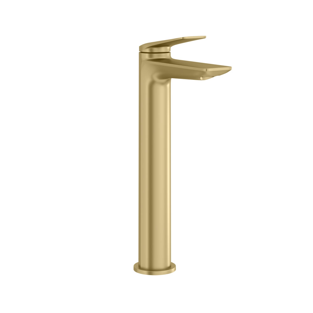 Greenwich tall basin mixer brushed brass