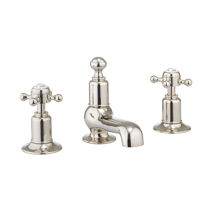 Belgravia Crosshead Basin 3 Hole Set Deck Mounted - Nickel
