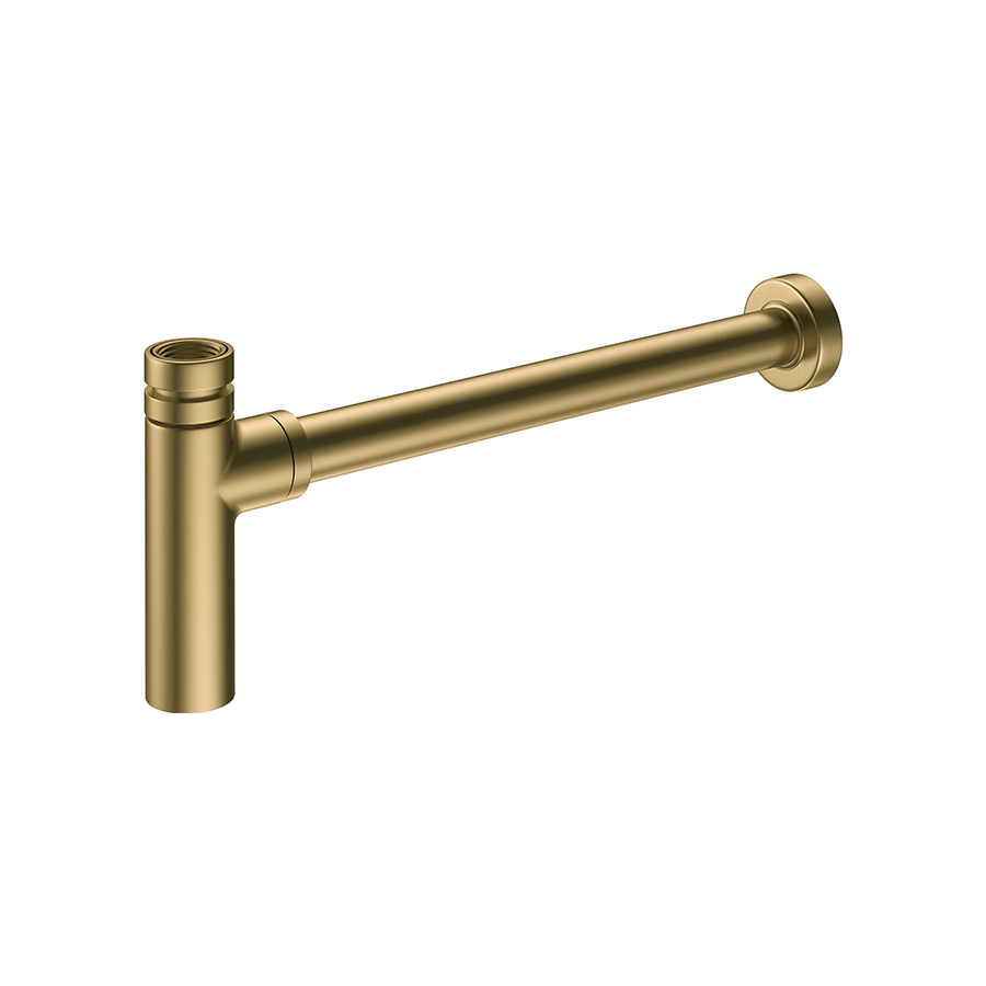 Flat bottom basin bottle trap Brushed brass