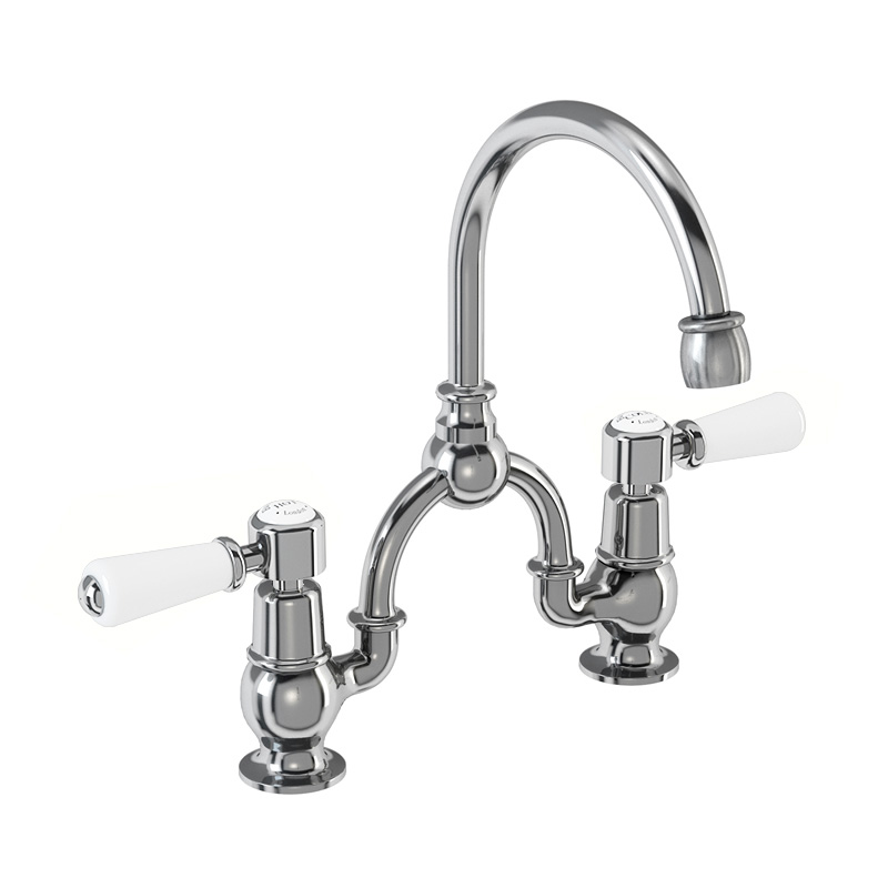 2 tap hole arch mixer with curved spout (200mm centres)
