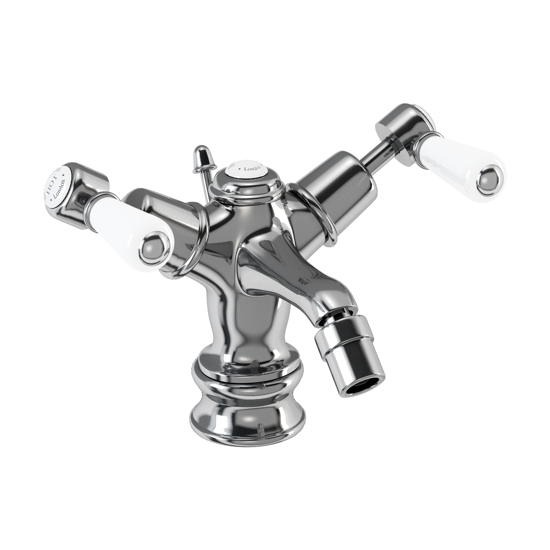 Kensington Regent bidet mixer with low central Burlington ceramic indice with pop-up waste