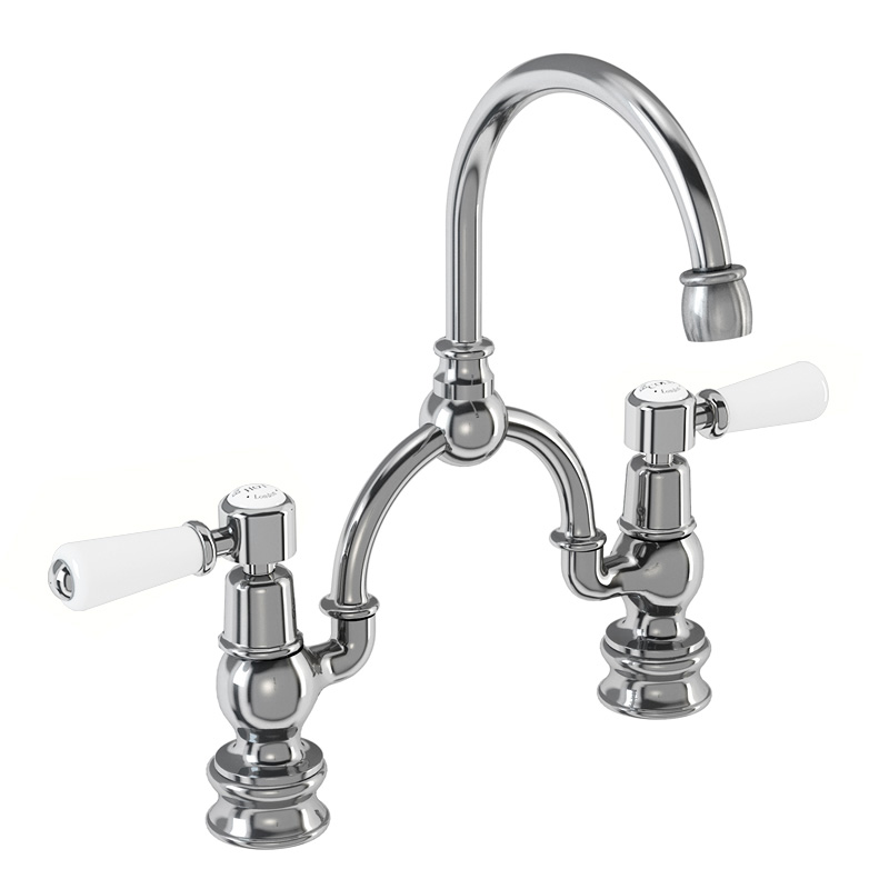 2 tap hole arch mixer with curved spout (230mm centres)