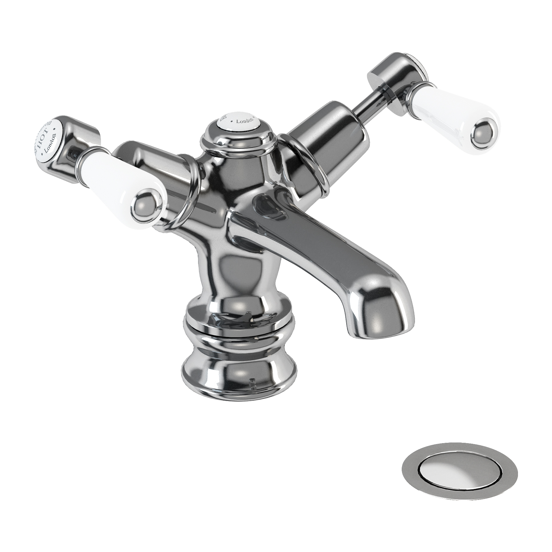 Kensington Regent basin mixer with low central indice with click clack waste