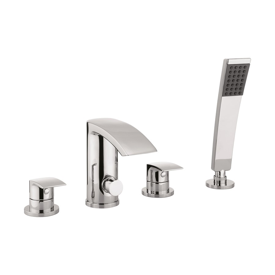 Flow Bath Shower Mixer 4 Hole Set with Kit