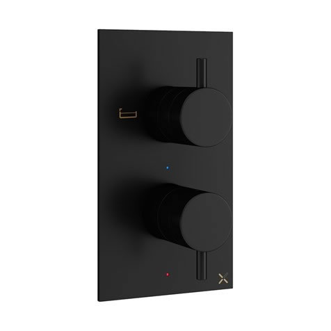 Mike Pro thermostatic shower valve with 2 way diverter Matt Black