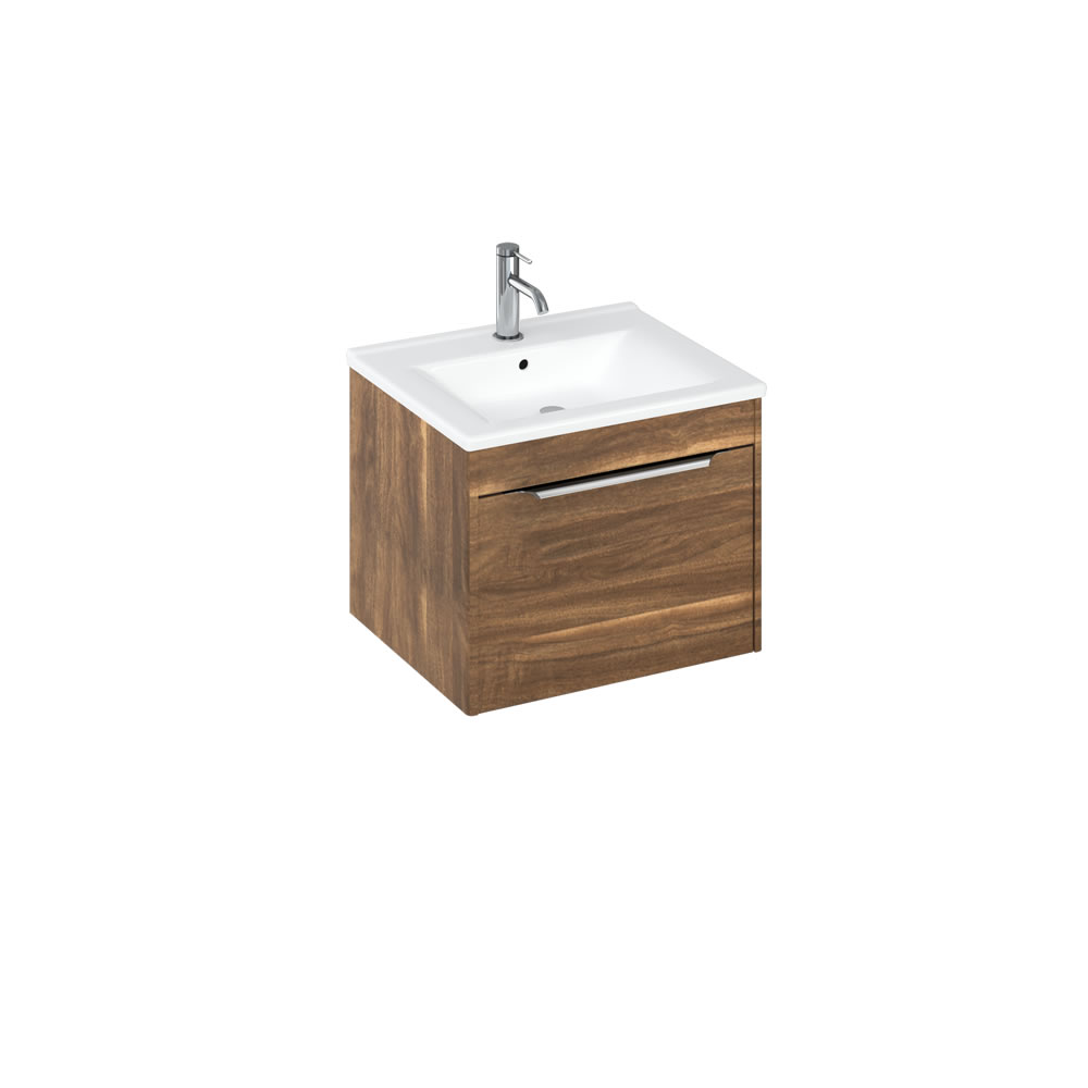 Shoreditch 550mm Single Drawer Caramel and basin