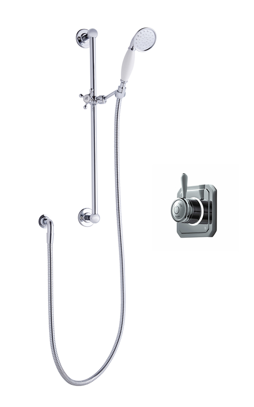 Classic 1910 single outlet shower set with slide bar