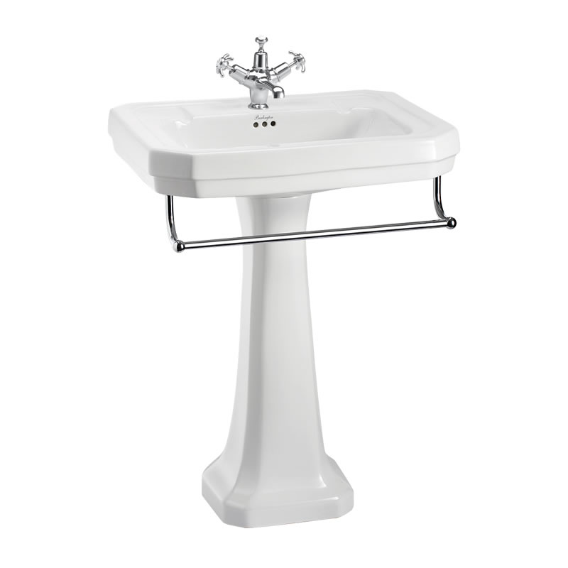 Victorian 61cm basin, towel rail and regal pedestal