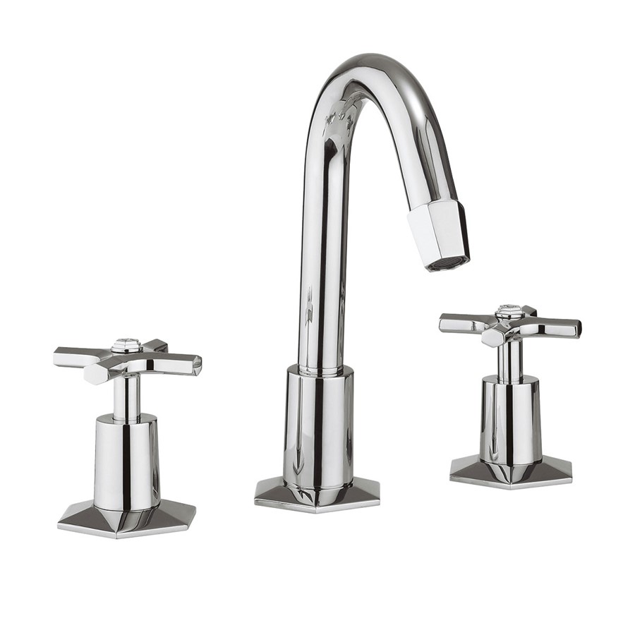 Waldorf Chrome Crosshead Basin 3 Hole Set