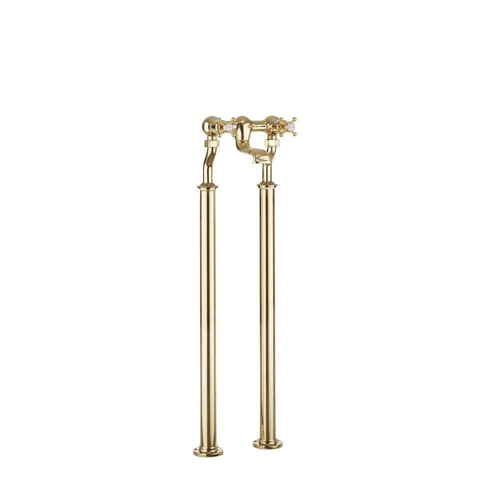 Belgravia Crosshead Bath Filler with Legs - Unlacquered Brass