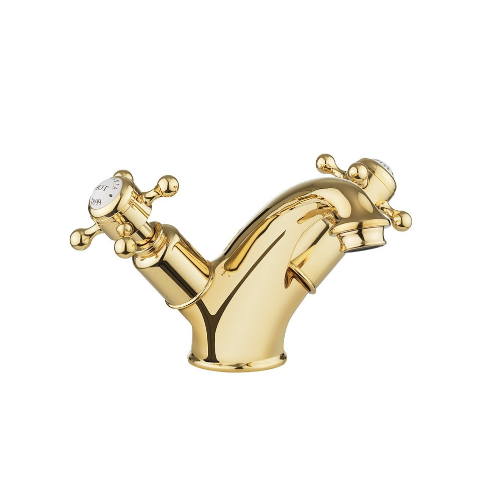 Belgravia Crosshead Basin Monobloc (without pop-up waste) - Unlacquered Brass