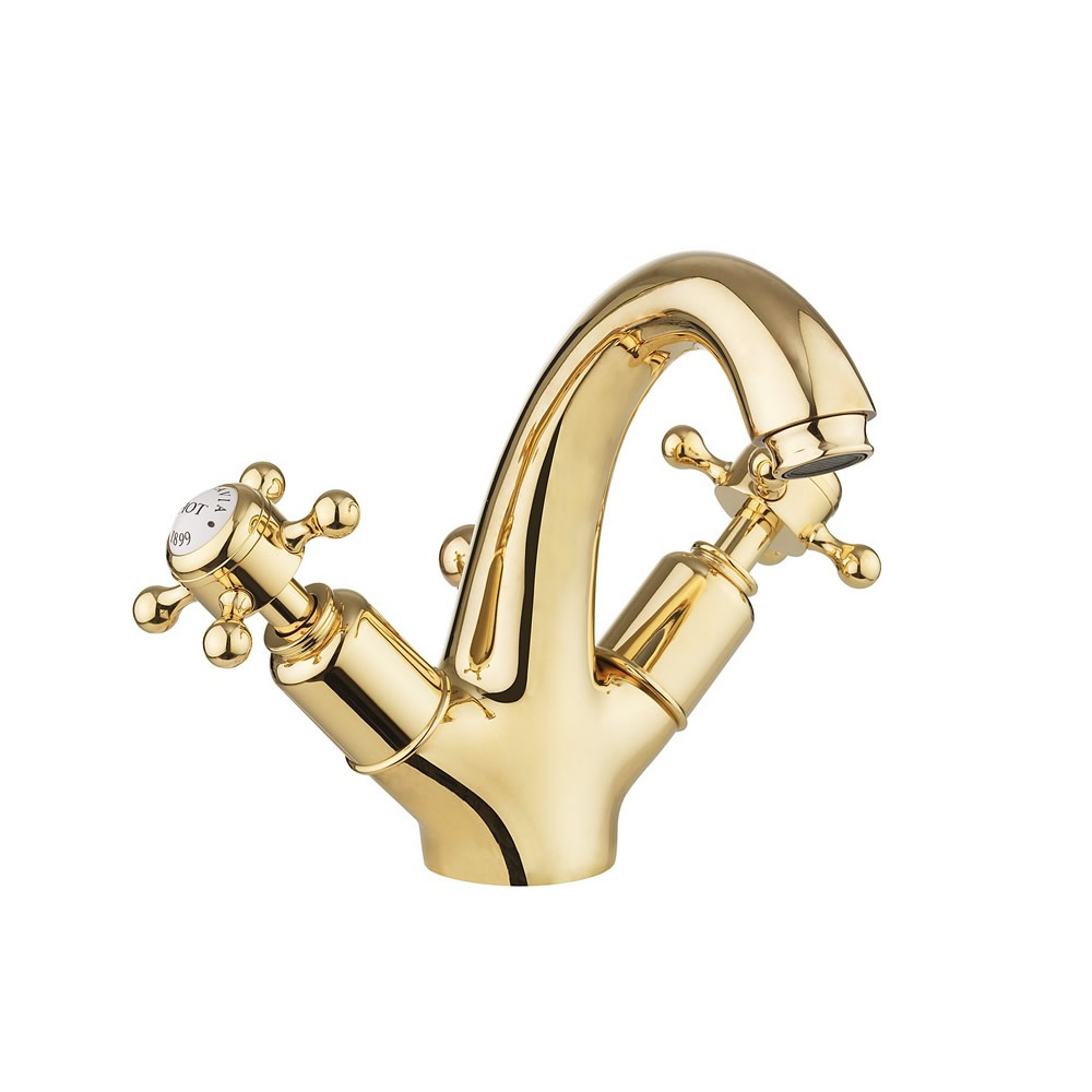 Belgravia Crosshead Highneck Basin Monobloc - Unlacquered Brass